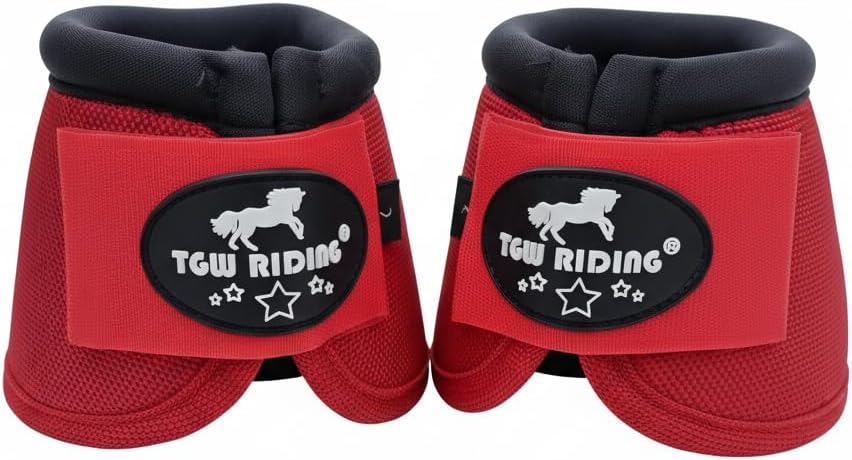 Durable equestrian bell boots for overreach protection side angle