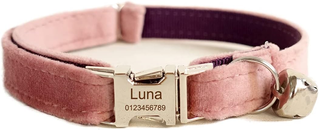 Cat Collar Personalized with Name Phone Number Engraved,Customized with Bell for Small Dogs Puppy Kitten - Image 13