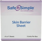Safe n Simple Skin Barrier Sheets packaging front view showing five count boxes