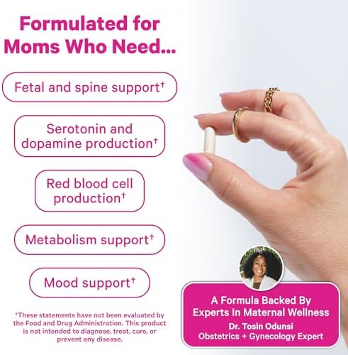 Pink Stork brand prenatal folate capsules packaging