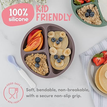 Three piece set of ChériKid food grade silicone toddler dishes