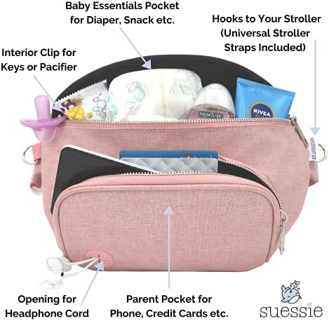 Suessie diaper bag waist pack showing interior pocket details
