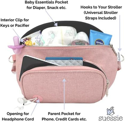 Suessie diaper bag waist pack showing interior pocket details