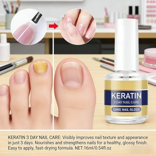 Texture shot of keratin nail growth oil on fingertips