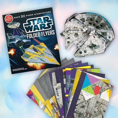 Klutz Paper Airplane craft kit showcasing the flat-lay spiral binding and completed paper aircraft projects.