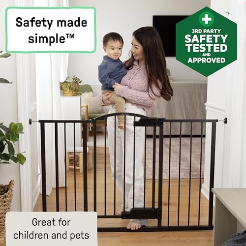 Ingenuity espresso metal safety gate with three extensions for wide hallways