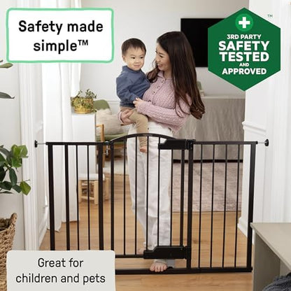 Ingenuity espresso metal safety gate with three extensions for wide hallways