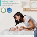 YENING grey baby changing pad being wiped clean with a cloth