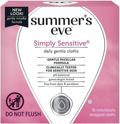 Summer's Eve Cleansing Cloths Simply Sensitive 16 Count front packaging view