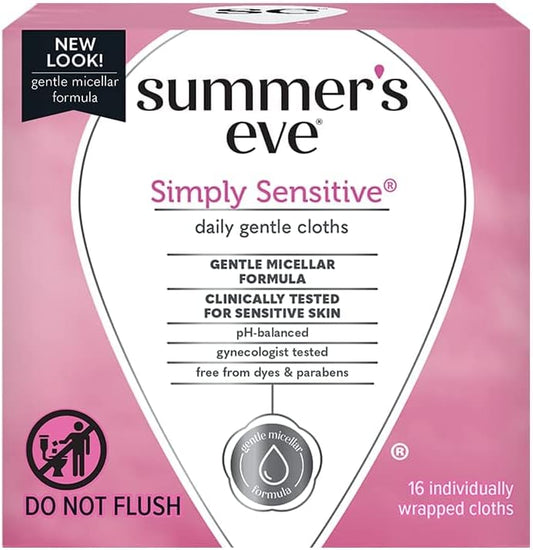 Summer's Eve Cleansing Cloths Simply Sensitive 16 Count front packaging view
