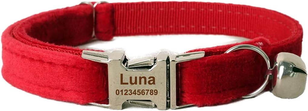 Cat Collar Personalized with Name Phone Number Engraved,Customized with Bell for Small Dogs Puppy Kitten - Image 14