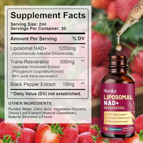 Hovika NAD+ liquid drops 1200mg bottle details