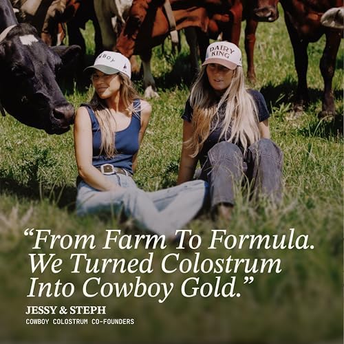Cowboy first day milking bovine colostrum supplement on white background