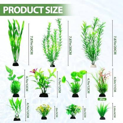 Soft PVC plastic aquarium foliage showcasing the secure weighted base for gravel anchoring