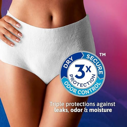 Side view of TENA female adult diapers with elastic leg gathers