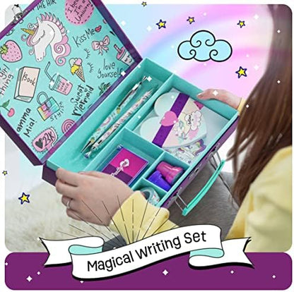 Pretty Me Unicorn Writing Pad with heart-shaped cards and matching envelopes