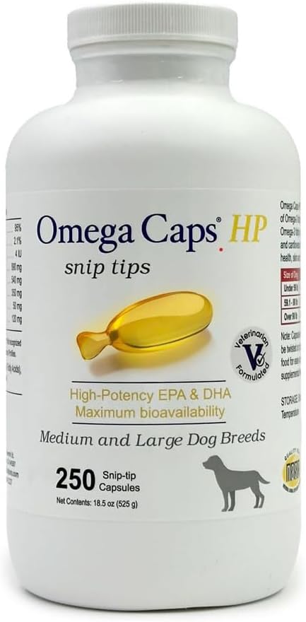 Omega Caps HP Snip Tips for Cats and Small Dogs High Potency EPA and DHA Maximum Bioavailability Fish Oil Supplement Vet Formulated Made in USA Skin Coat Joint and Heart Health 250 Capsules - Image 12