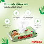 Huggies hypoallergenic plant based wet wipes pack close up view