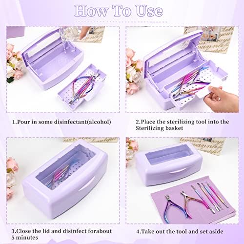 Professional nail tool disinfection box for tweezers and clippers