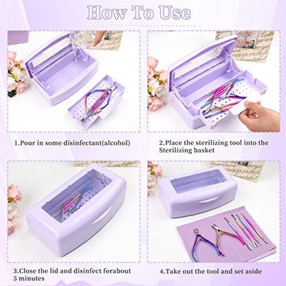 Professional nail tool disinfection box for tweezers and clippers