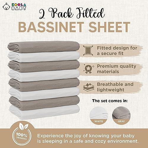 Bassinet sheet showing elasticized edges for snug fit