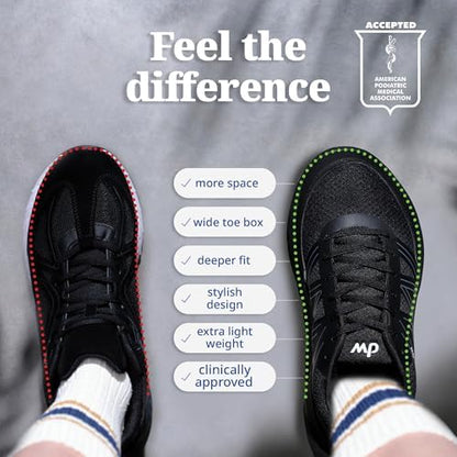 Bottom view of the wide stable outsole on Diawin orthopedic footwear.