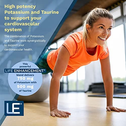 Life Enhancement Potassium Bicarbonate and Taurine supplement label facts showing nutritional ingredients
