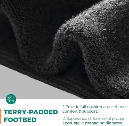 Side view of thick merino wool diabetic socks showing reinforced cushioning.