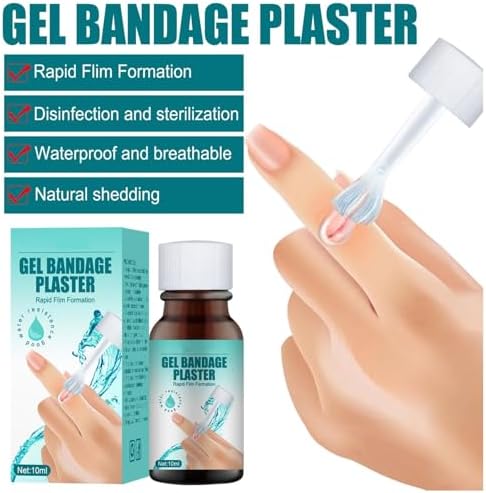 Quick dry liquid plaster applied to a finger cut forming a transparent seal.