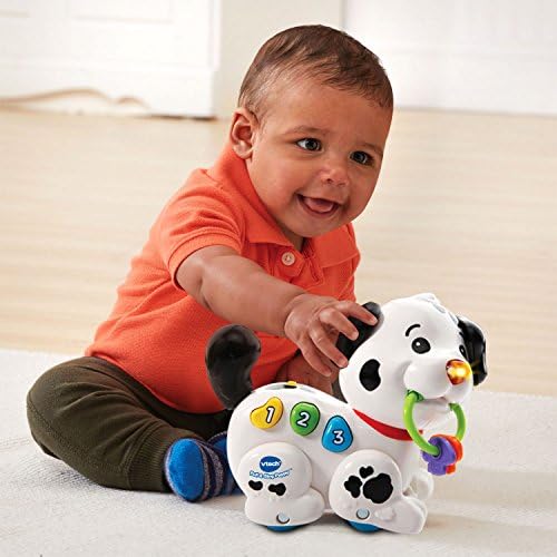 VTech infant learning toy packaging showing age rating and developmental benefits