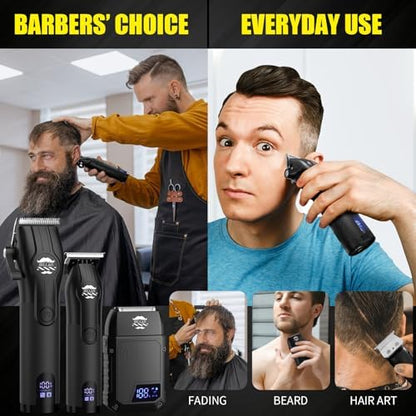 BILLAR men haircutting tools arranged neatly showing the ergonomic handles and premium design