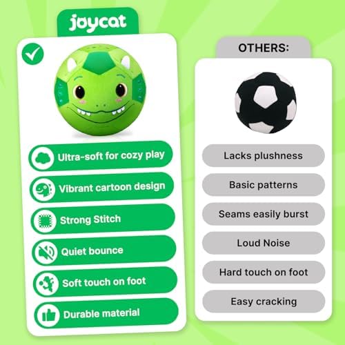 JoyCat indoor soccer ball placed on a nursery shelf as a decorative dinosaur accessory