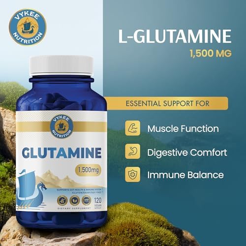 Vykee Nutrition L-Glutamine supplement bottle label details