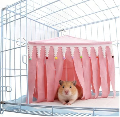 Guinea Pig Hideout,Pets Forest Cage Corner Hideout,Cage Accessories for Guinea Pig, Bunny, Chinchilla, Hamster, Rabbit and Other Small Pets, No Metal Fences (Pink,Medium) - Image 5