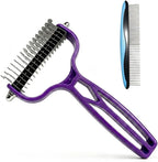 Double Sided Dematting Comb for Cats & Dogs, Undercoat Rake, Safe Deshedding Grooming Tool, Gentle Matt Remover Detangler for Long Thick Haired Pets, Ergonomic Pet Grooming Brush (Black) - Image 11