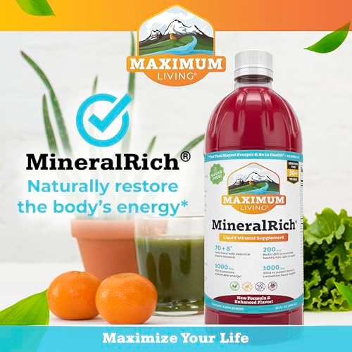 Close up of the maximum living sugar free mineral liquid supplement cap and neck seal ensuring product safety and freshness