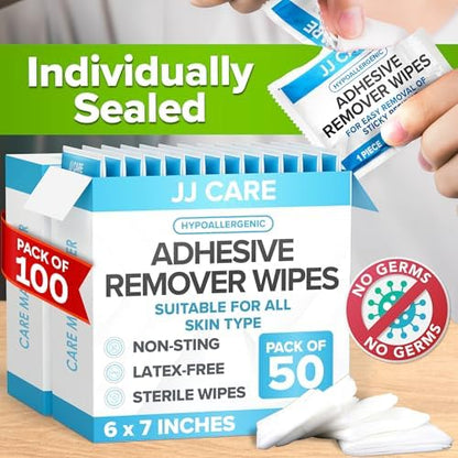 USA imported JJ CARE medical wipes for removing bandage glue