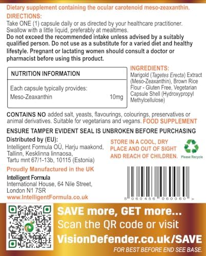 Vision Defender Meso Zeaxanthin supplement close up