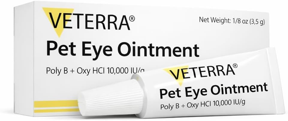 Veterra pet eye care ointment tube close up shot