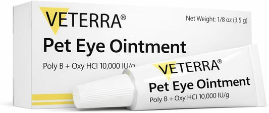 Veterra pet eye care ointment tube close up shot