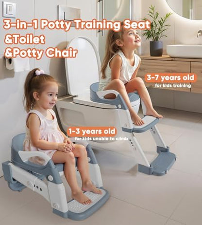 Folded toddler toilet trainer seat highlighting the space-saving storage design.