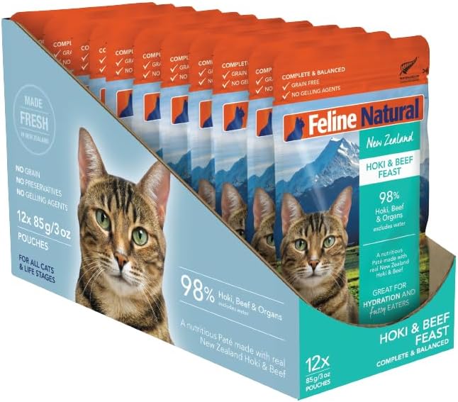 Feline Natural New Zealand Pt Wet Cat Food Pouch, High-Meat, Low-Carb, & Grain Free Cat Food Wet, Chicken & Lamb, 3 oz, Pack of 12 - Image 9