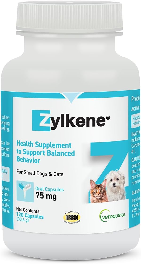 Vetoquinol Zylkene - Calming Oral Capsule for Small Cats & Dogs 11-22 lb - For Behavior & Occasional Anxiety - Perfect for Boarding, Vet Visits & Celebrations - Non-Drowsy & Lactose-Free - 30 Capsules - Image 9