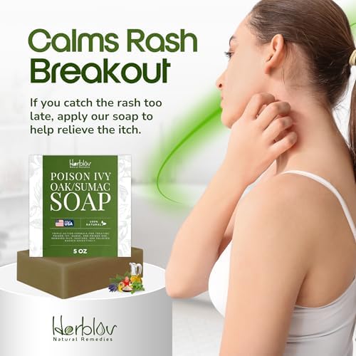 Herblov poison oak and sumac treatment bar for urushiol oil removal.