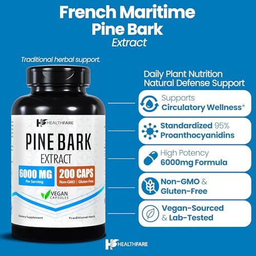 Side label of Healthfare 6000mg supplement showcasing vegan and non-GMO certification details