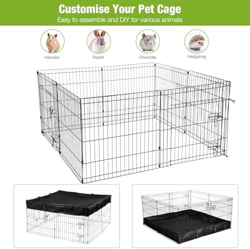 GUTINNEEN Rabbit Pet Playpen Guinea Pig Cage with Waterproof PVC Bottom Liner, Triple Fixing Cage for Rabbit, Guinea Pigs, Bunny, Hedgehog, Small Animal Indoor Playpen, 48''L x 48''W x 24''H - Image 4