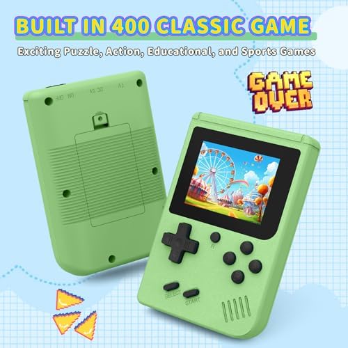 Retro handheld console connected to television via AV cable