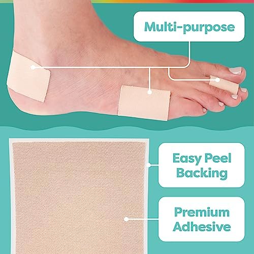Self adhesive moleskin padding for shoe friction relief sheets.