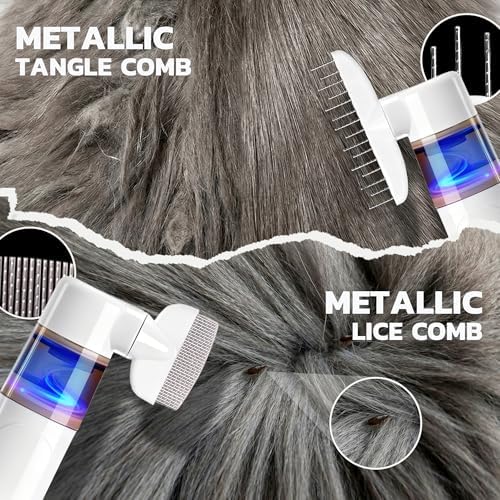 Blue and pink pet flea comb for dog and cat grooming