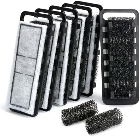 NICREW aquarium replacement cartridges with pre-filter intake sponges close up